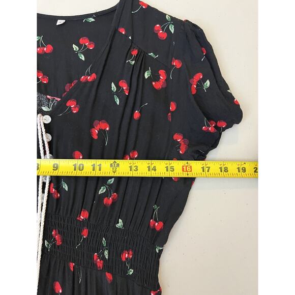 Cherries Cherry Girl Cottagecore Romantic Boho Maxi Dress Whimsigoth Y2K Pin Up - Picture 14 of 16